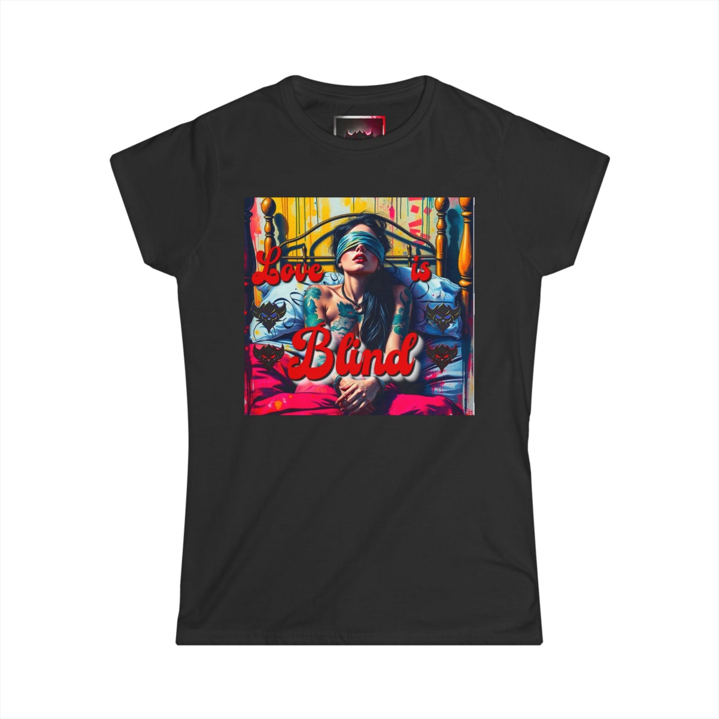 "Love is Blind" Women's Softstyle Tee - Artistic Graphic T-Shirt for Self-Expression