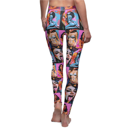 "Kink" Vibrant Women's Cut & Sew Casual Leggings - Bold Graphic Art Design