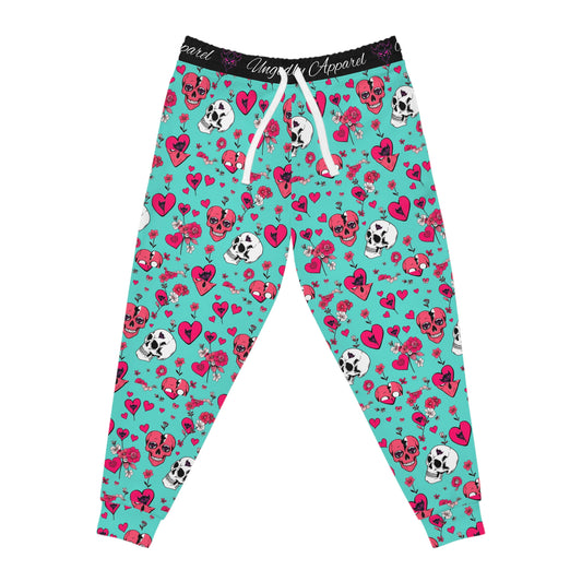 Vibrant Skull & Heart Athletic Joggers - Fun & Comfortable for Active Lifestyles