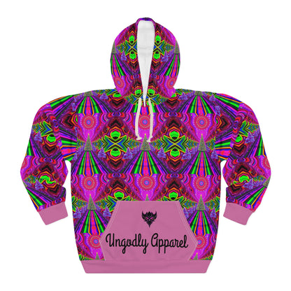 Vibrant Psychedelic Christmas Tree 2 Unisex Pullover Hoodie - Perfect for Festivals and Casual Wear