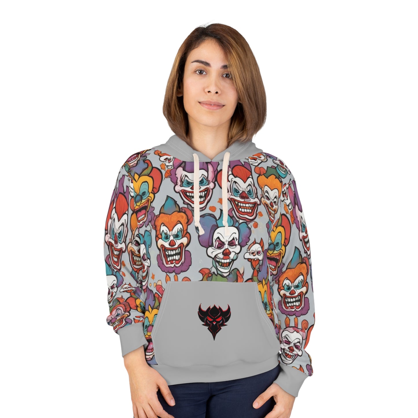 Spooky Clown Unisex Pullover Hoodie - Fun, Graphic Design for Halloween and Everyday Wear