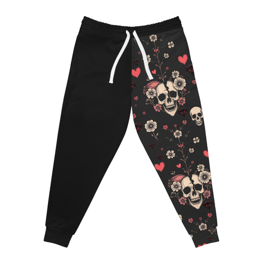 "Dead Love" Floral Skull Athletic Joggers - Trendy Comfortable Pants for Casual Wear