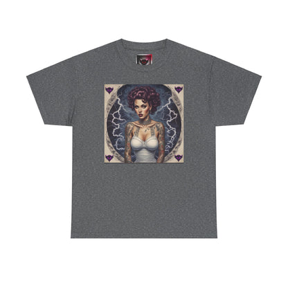 Gothic Glam Frankenstein's Bride Unisex Heavy Cotton T-Shirt - Vintage Tattoo Art Design