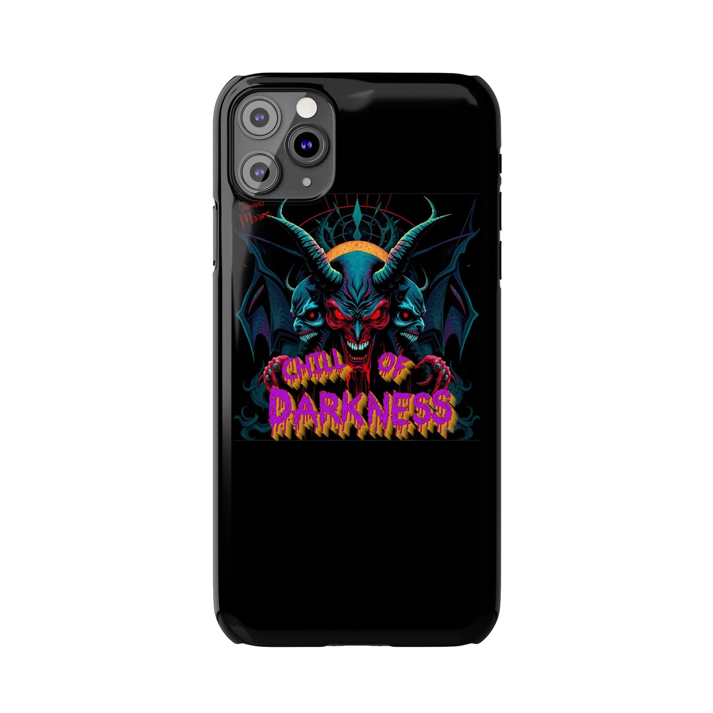 Chill of Darkness Slim Phone Case - Gothic Demon Design