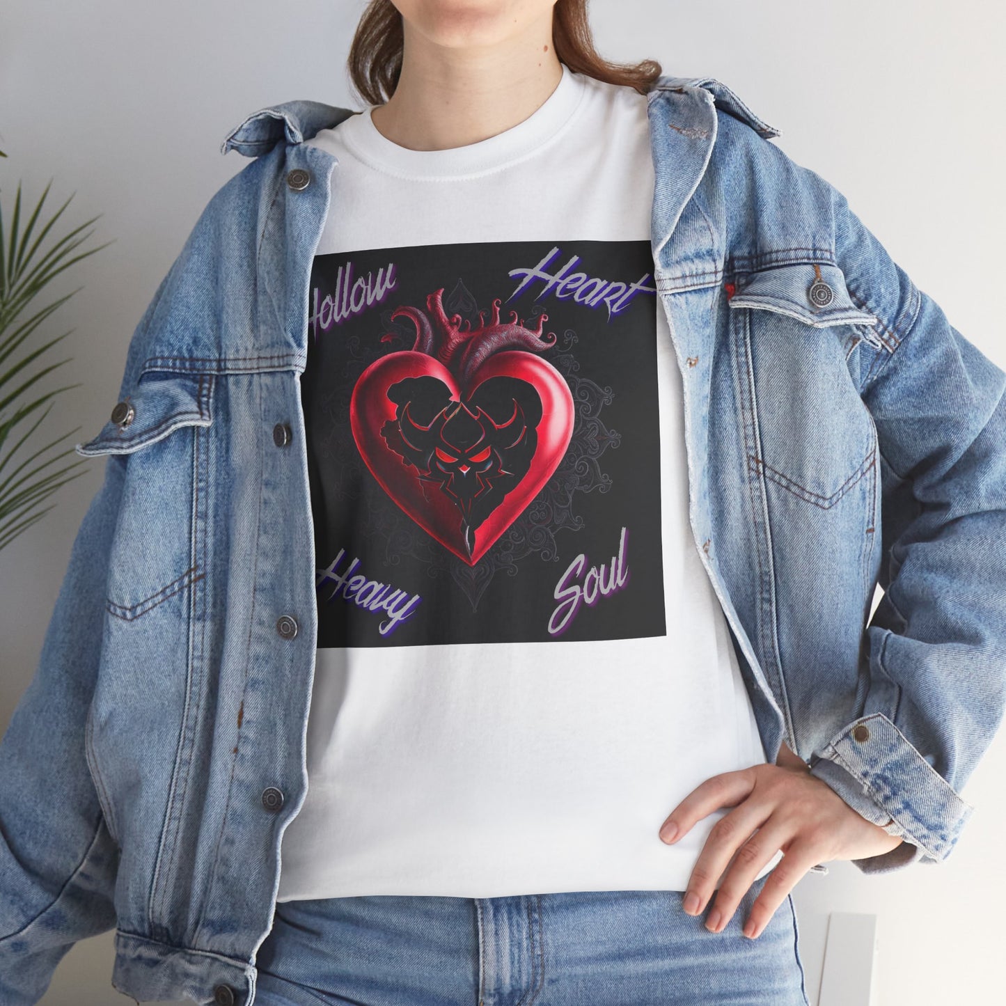 Hollow Heart Heavy Soul Unisex Cotton Tee - Edgy Graphic T-Shirt