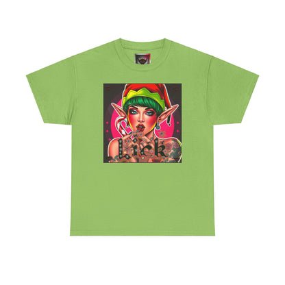 "Lick" Enchanting Elf Graphic T-Shirt - Unisex Heavy Cotton Shirt for Festive Vibes