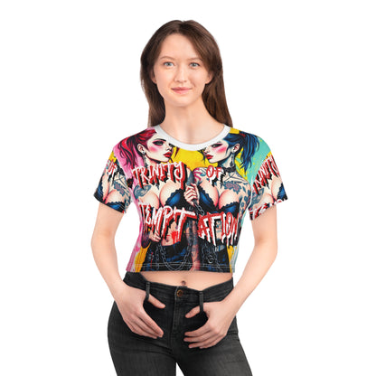 Trinity of Temptation Crop Tee - Bold Graphic Tees for Alternative Fashion Lovers