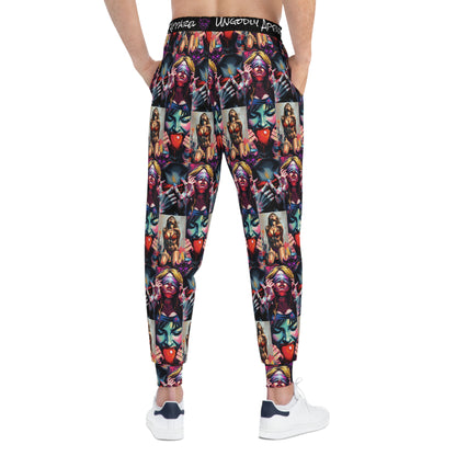 "Ungodly Kinks" Vibrant Graphic Athletic Joggers | Bold Street Art Design for Comfort and Style