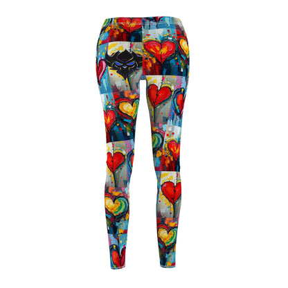 "Heart Broken" Colorful Heart Print Casual Leggings for Women - Perfect for Everyday Wear