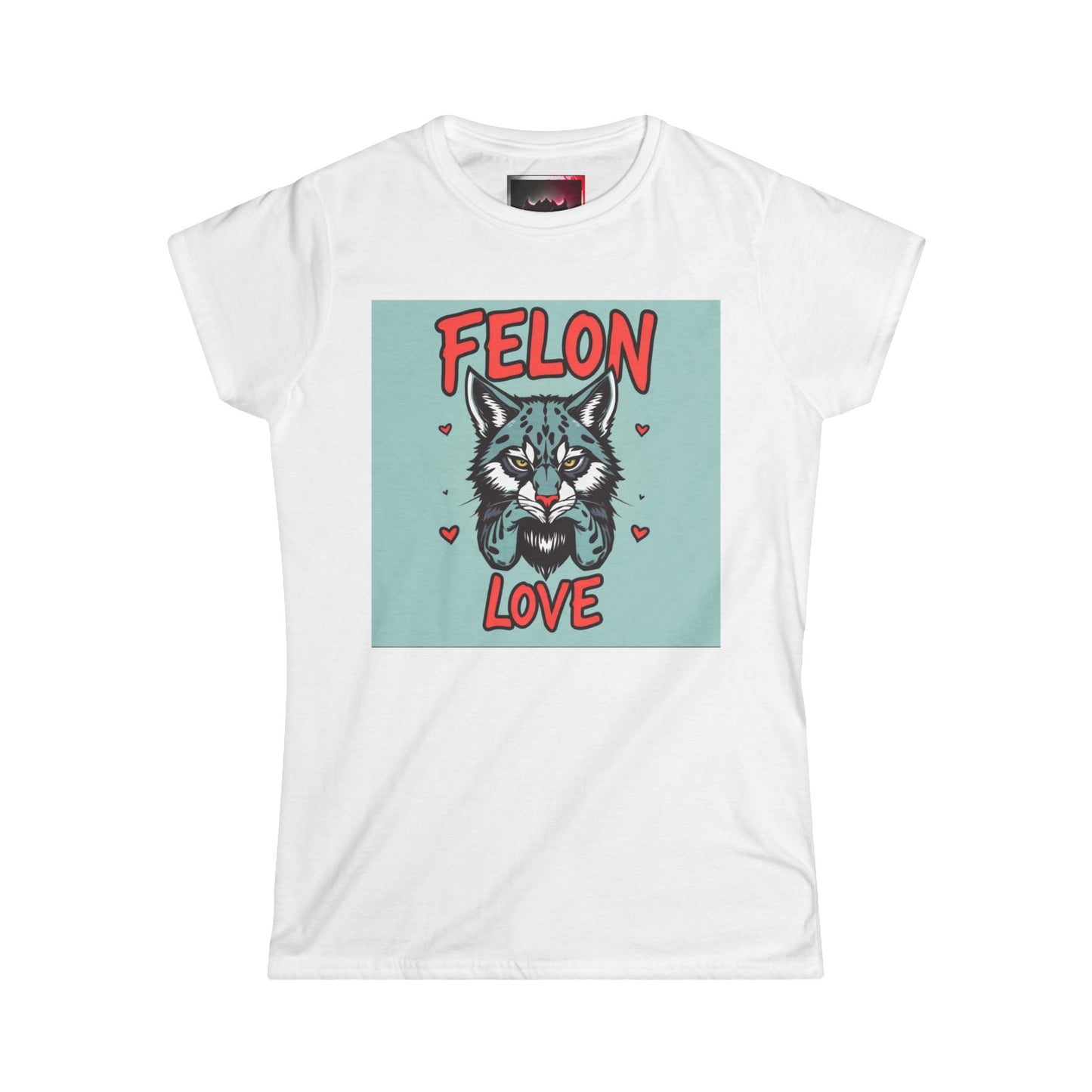 Felon Love Women's Softstyle Tee – Cute Cat Graphic T-Shirt for Animal Lovers