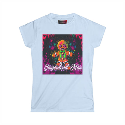 Festive Gingerdead Man Women's Softstyle T-Shirt- Cute Holiday Gingerbread Man Design