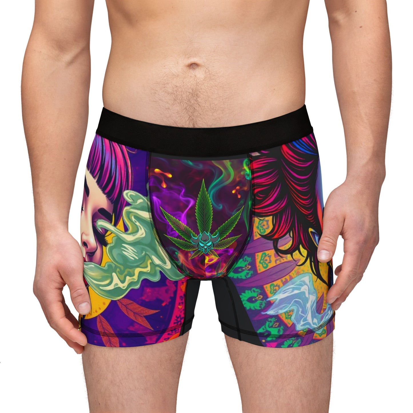 Ungodly High" Vibrant Graphic Men's Boxers - Artistic Tattoo & Smoke Design