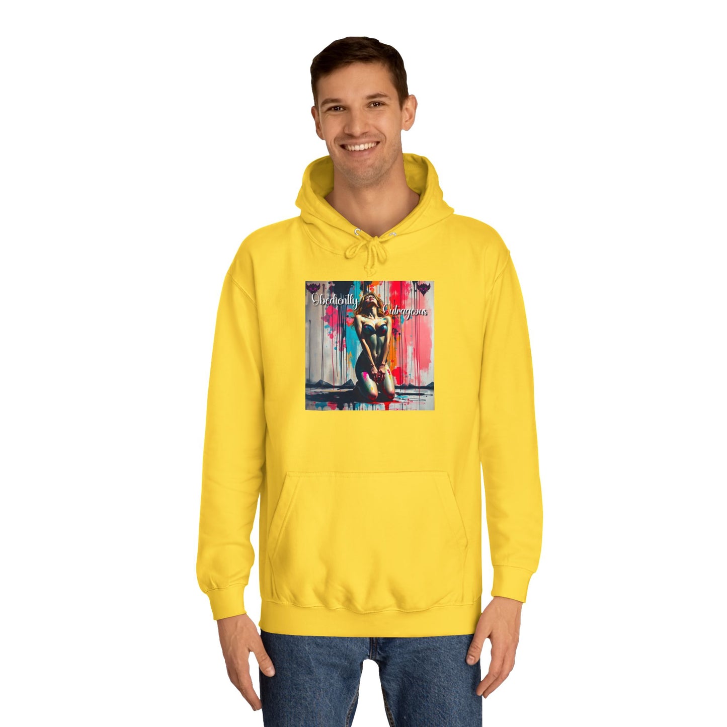 "Obediently Outrageous" Artistic Unisex College Hoodie - Unique Urban Design