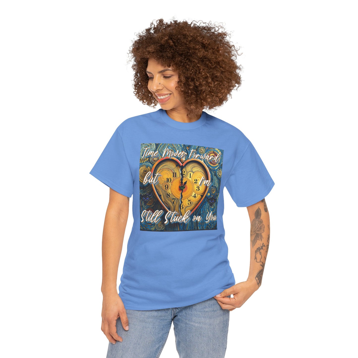 Still Stuck on You Heart Clock Tee - Unisex Heavy Cotton T-Shirt