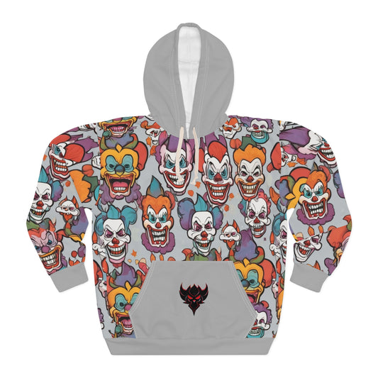 Spooky Clown Unisex Pullover Hoodie - Fun, Graphic Design for Halloween and Everyday Wear