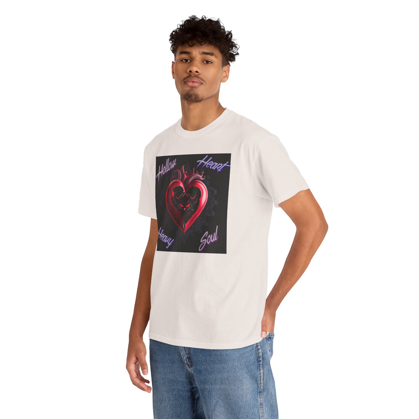 Hollow Heart Heavy Soul Unisex Cotton Tee - Edgy Graphic T-Shirt