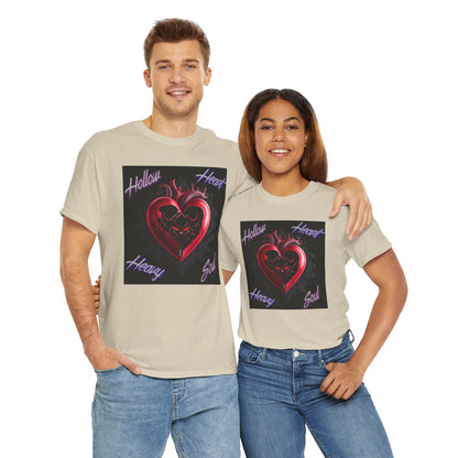 Hollow Heart Heavy Soul Unisex Cotton Tee - Edgy Graphic T-Shirt