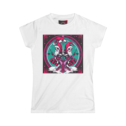 Whimsical Women's Softstyle T-Shirt - Festive Dual-Gothic Elf Design for Holidays