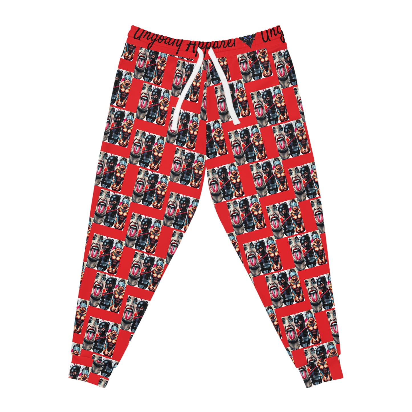 "Ungodly Fetish" Unique Graphic Athletic Joggers | Bold Red Pattern | Comfortable Casual Wear for Everyday & Fitness