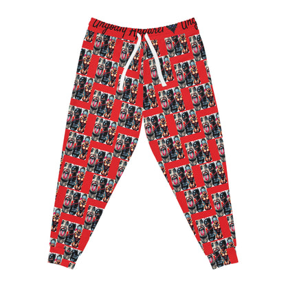 "Ungodly Fetish" Unique Graphic Athletic Joggers | Bold Red Pattern | Comfortable Casual Wear for Everyday & Fitness