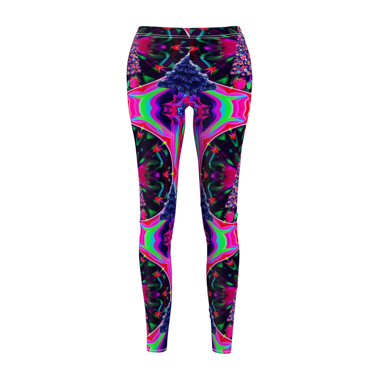 Vibrant Abstract Christmas Tree Print Leggings for Women - Casual Holiday Stylish Comfort