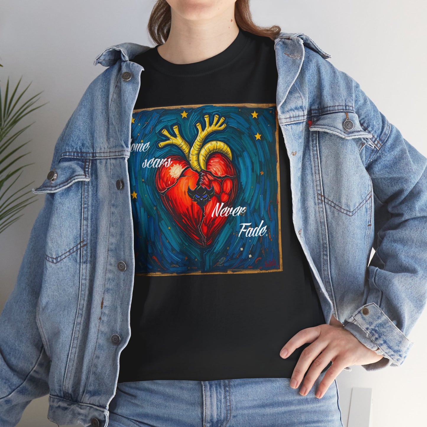 Heart Art Unisex Heavy Cotton Tee - "Some scars never fade"