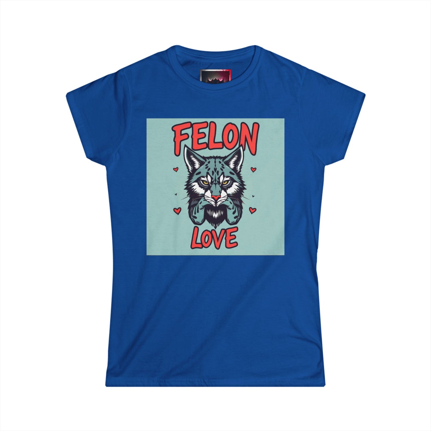 Felon Love Women's Softstyle Tee – Cute Cat Graphic T-Shirt for Animal Lovers
