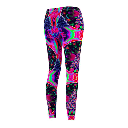 Vibrant Abstract Christmas Tree Print Leggings for Women - Casual Holiday Stylish Comfort