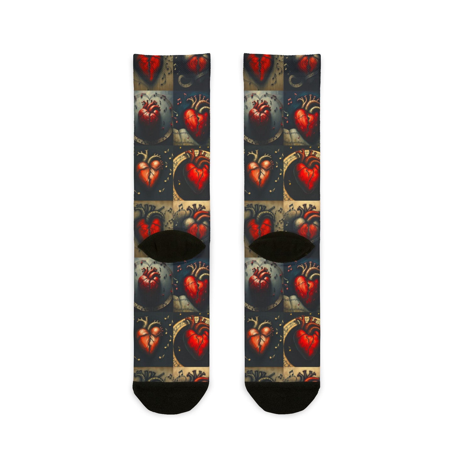 Artistic Heart Print Sublimation Crew Socks for Unique Gift Giving