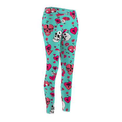 Vibrant Skull & Heart Leggings for Women - Stylish Casual Activewear