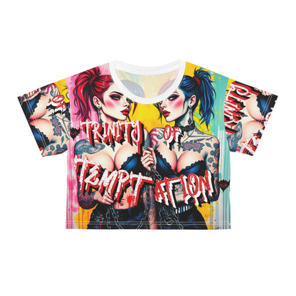 Trinity of Temptation Crop Tee - Bold Graphic Tees for Alternative Fashion Lovers