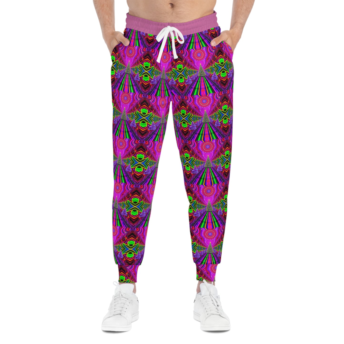 Vibrant Christmas Trees 2 Athletic Joggers - Colorful Activewear for Fitness & Relaxation