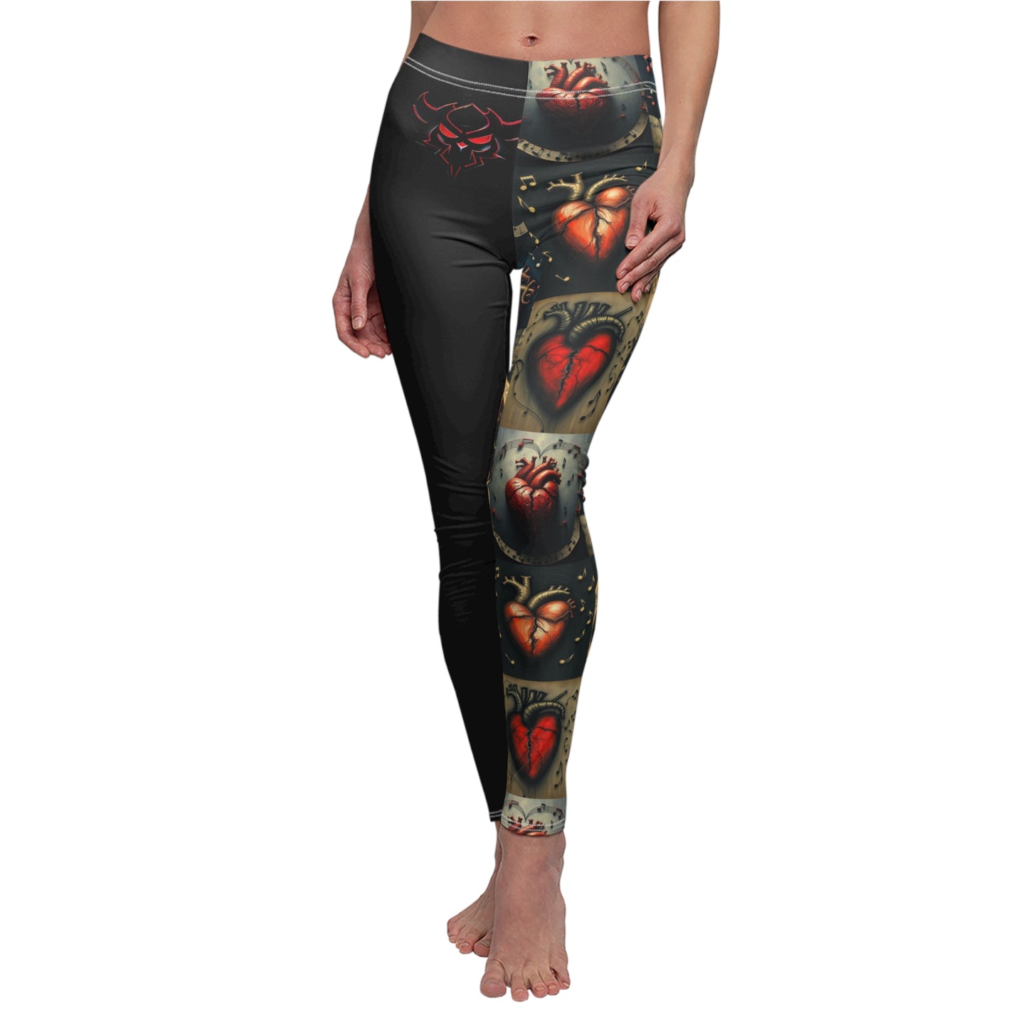 "Our Song" Edgy Heart Print Women's Casual Leggings - Stylish and Comfortable Activewear