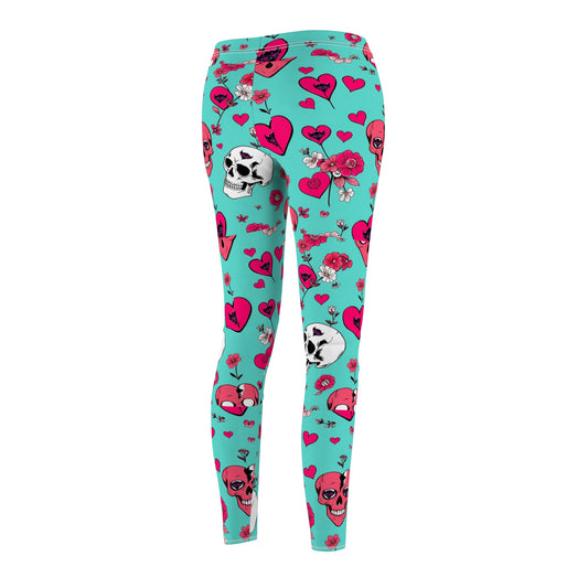 Vibrant Skull & Heart Leggings for Women - Stylish Casual Activewear