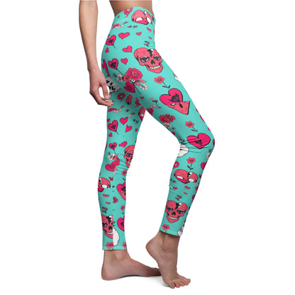 Vibrant Skull & Heart Leggings for Women - Stylish Casual Activewear