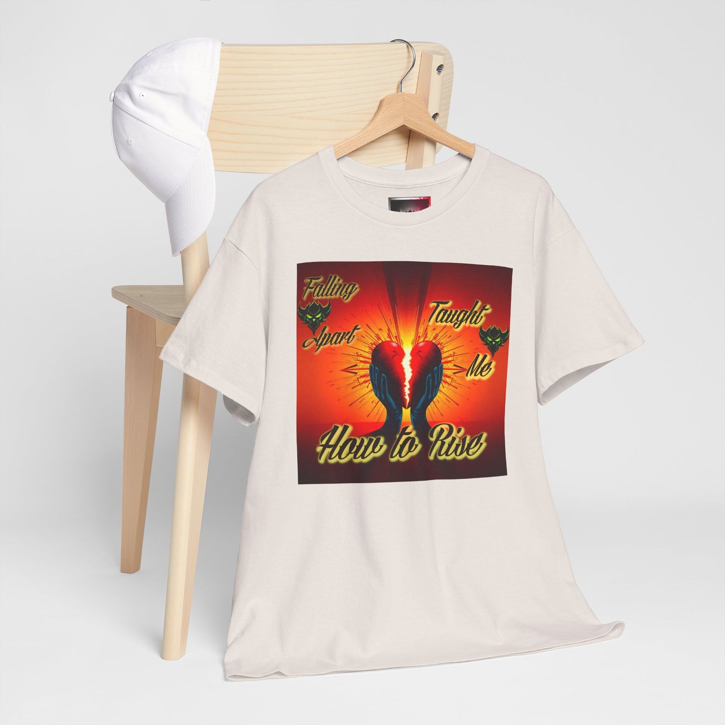 Inspirational Unisex Heavy Cotton Tee - "Falling Apart Taught Me How to Rise" Design