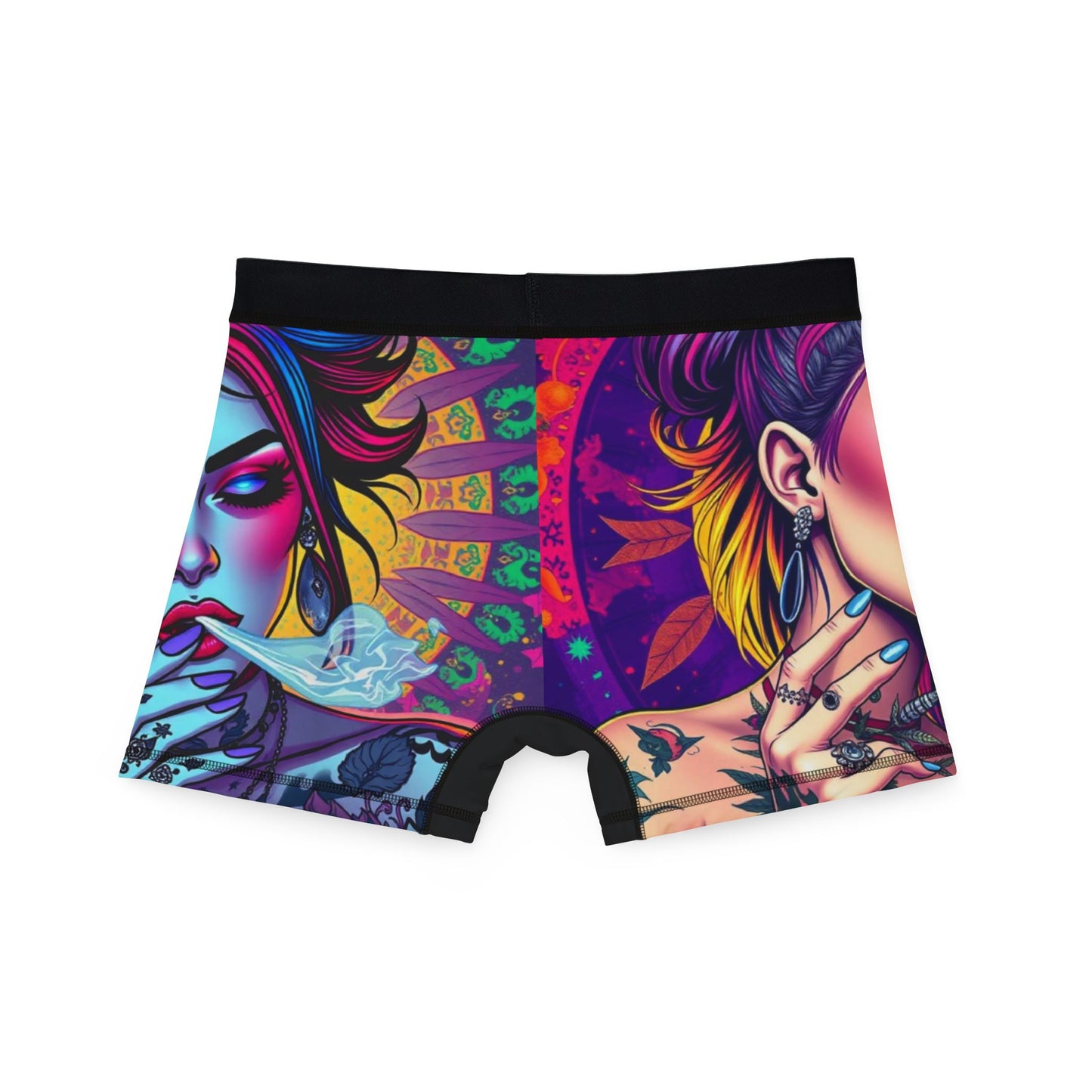Ungodly High" Vibrant Graphic Men's Boxers - Artistic Tattoo & Smoke Design