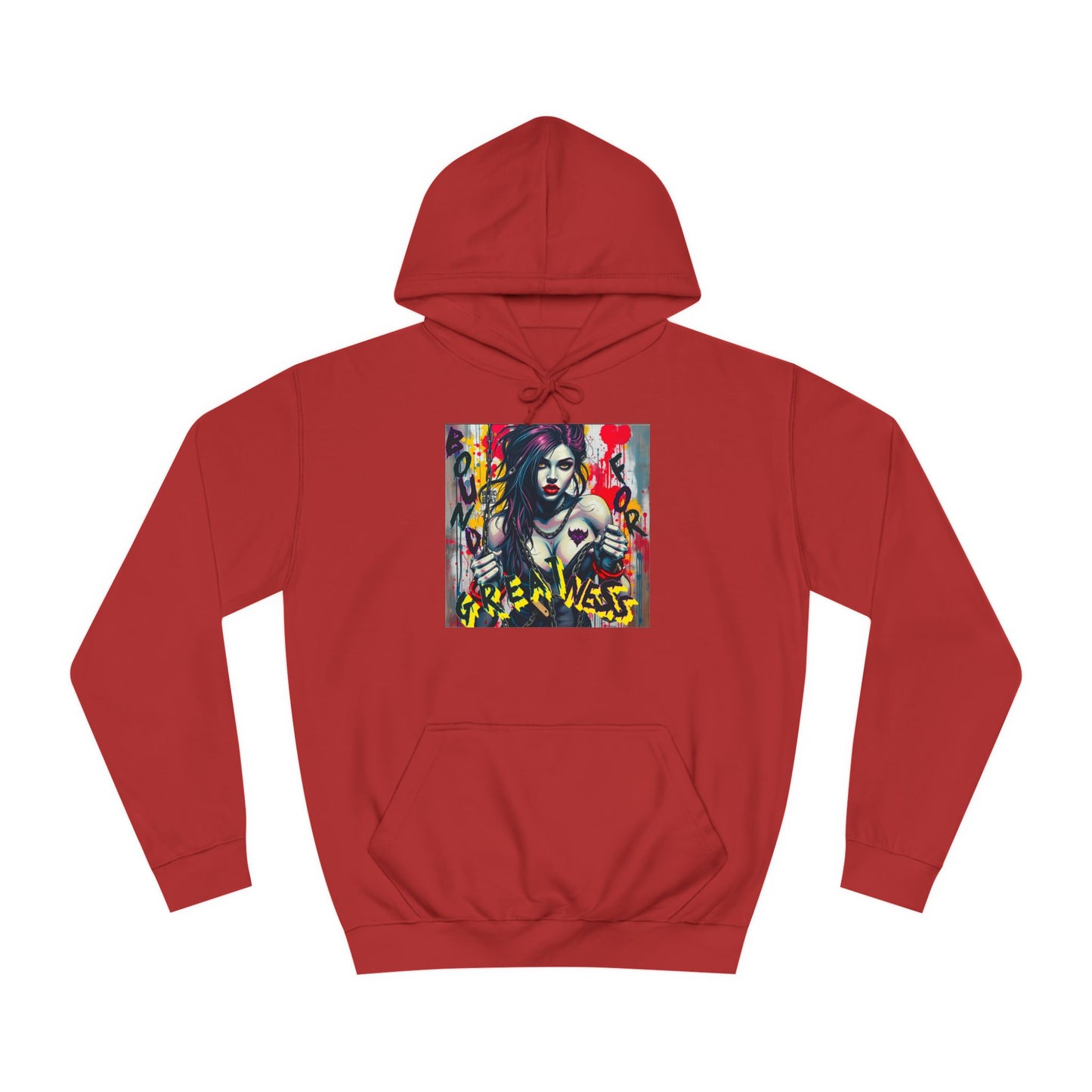 "Bound for Greatness" Artistic Unisex College Hoodie – Vibrant Design for Creative Souls