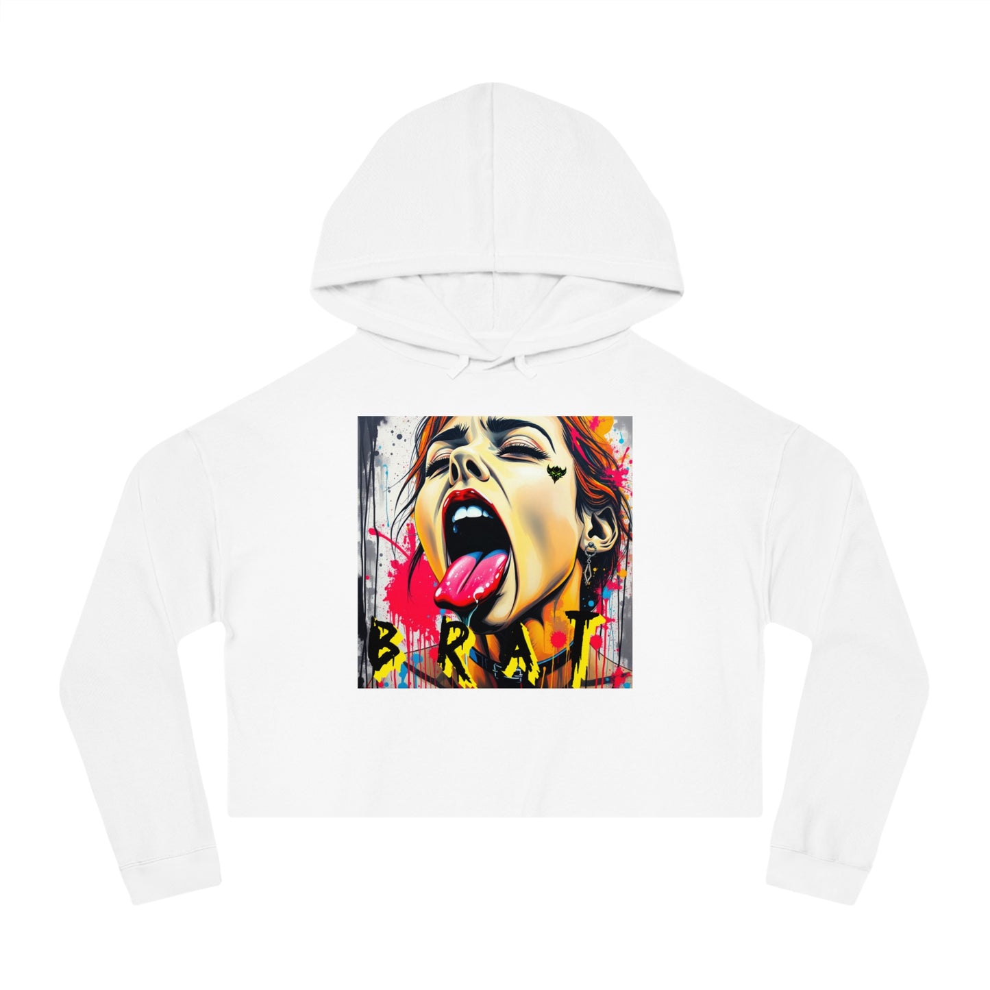 "Brat" Bold Art Women’s Cropped Hooded Sweatshirt - Street Style Graphic Tee