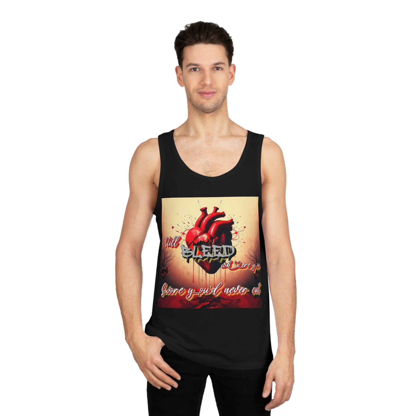 "I Bleed Where You Swore You'd Never Cut" Heartfelt Unisex Softstyle™ Tank Top - Inspirational Love Design