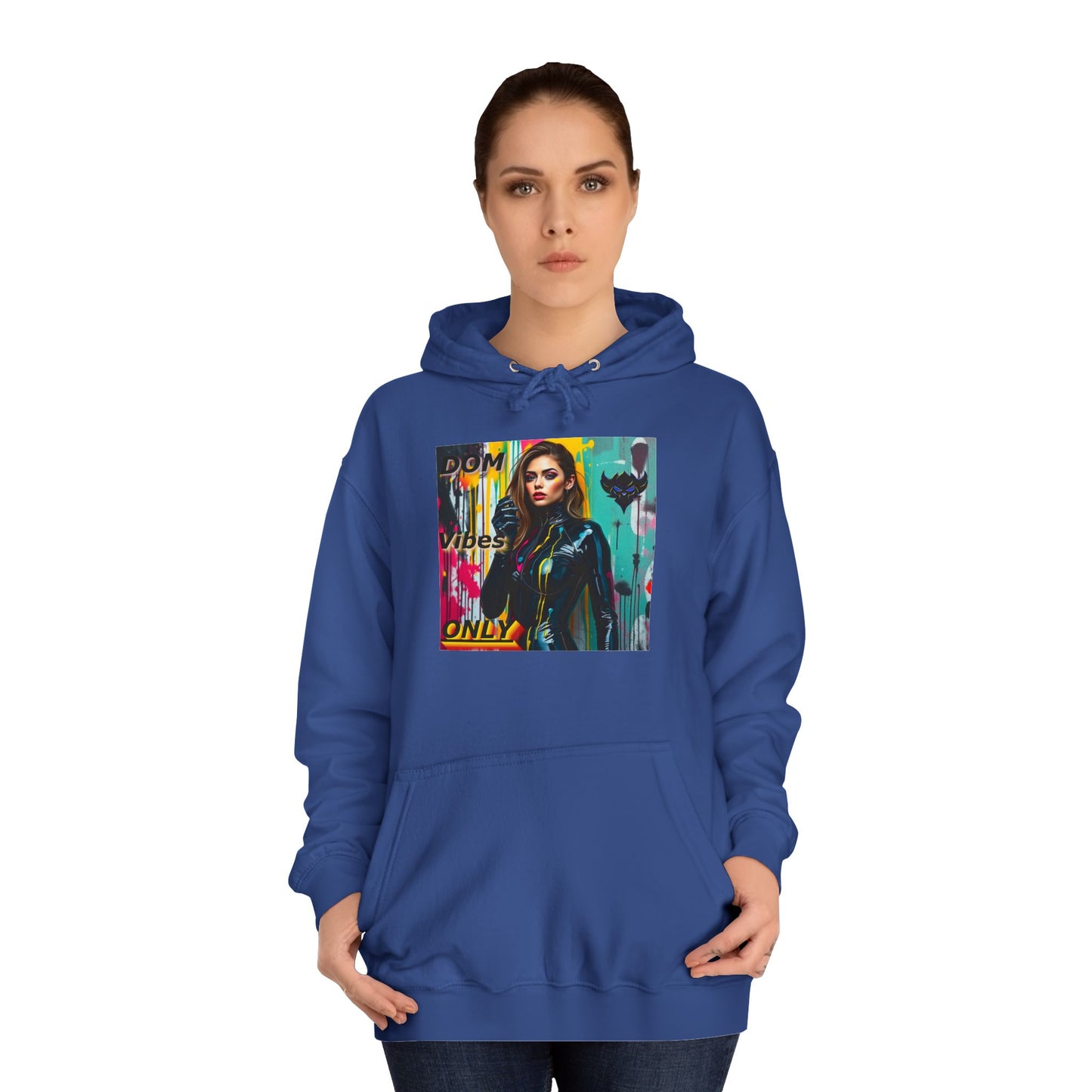 Colorful Graphic Unisex College Hoodie - 'Dom Vibes Only'