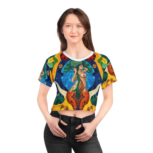 Vibrant Eco-Friendly Crop Tee - Nature Goddess Design
