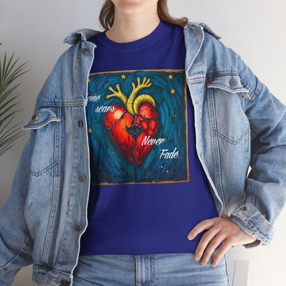 Heart Art Unisex Heavy Cotton Tee - "Some scars never fade"