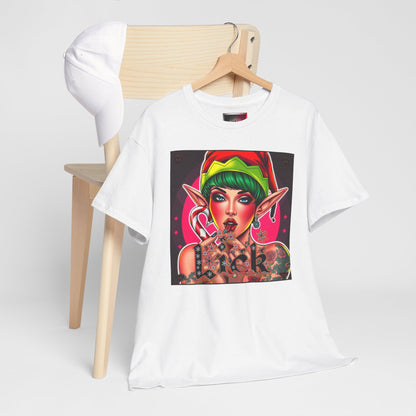 "Lick" Enchanting Elf Graphic T-Shirt - Unisex Heavy Cotton Shirt for Festive Vibes