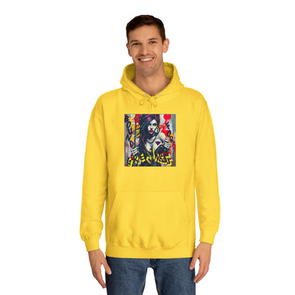 "Bound for Greatness" Artistic Unisex College Hoodie – Vibrant Design for Creative Souls