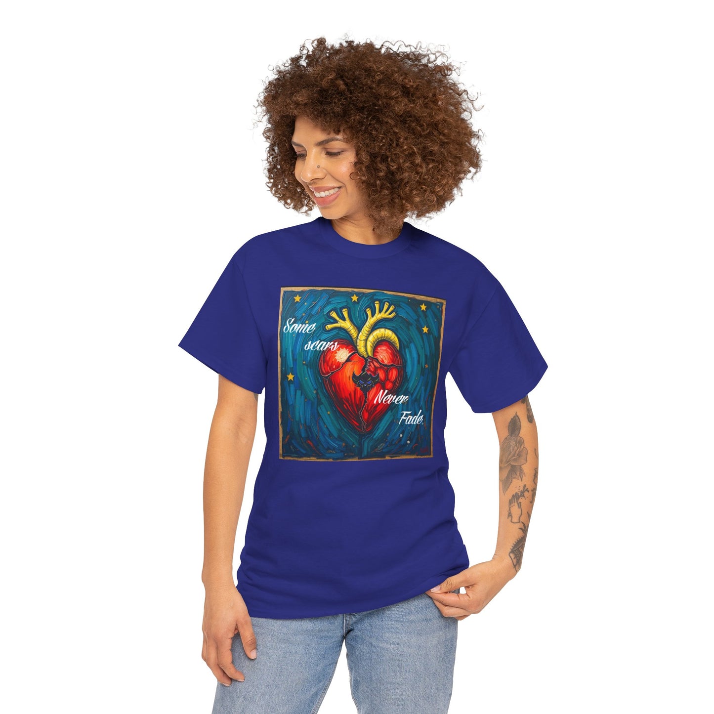 Heart Art Unisex Heavy Cotton Tee - "Some scars never fade"