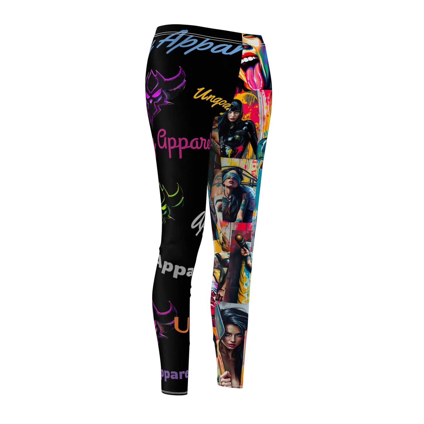 "Collection of Kinks" Bold Graphic Casual Leggings for Women - Colorful Street Art Design