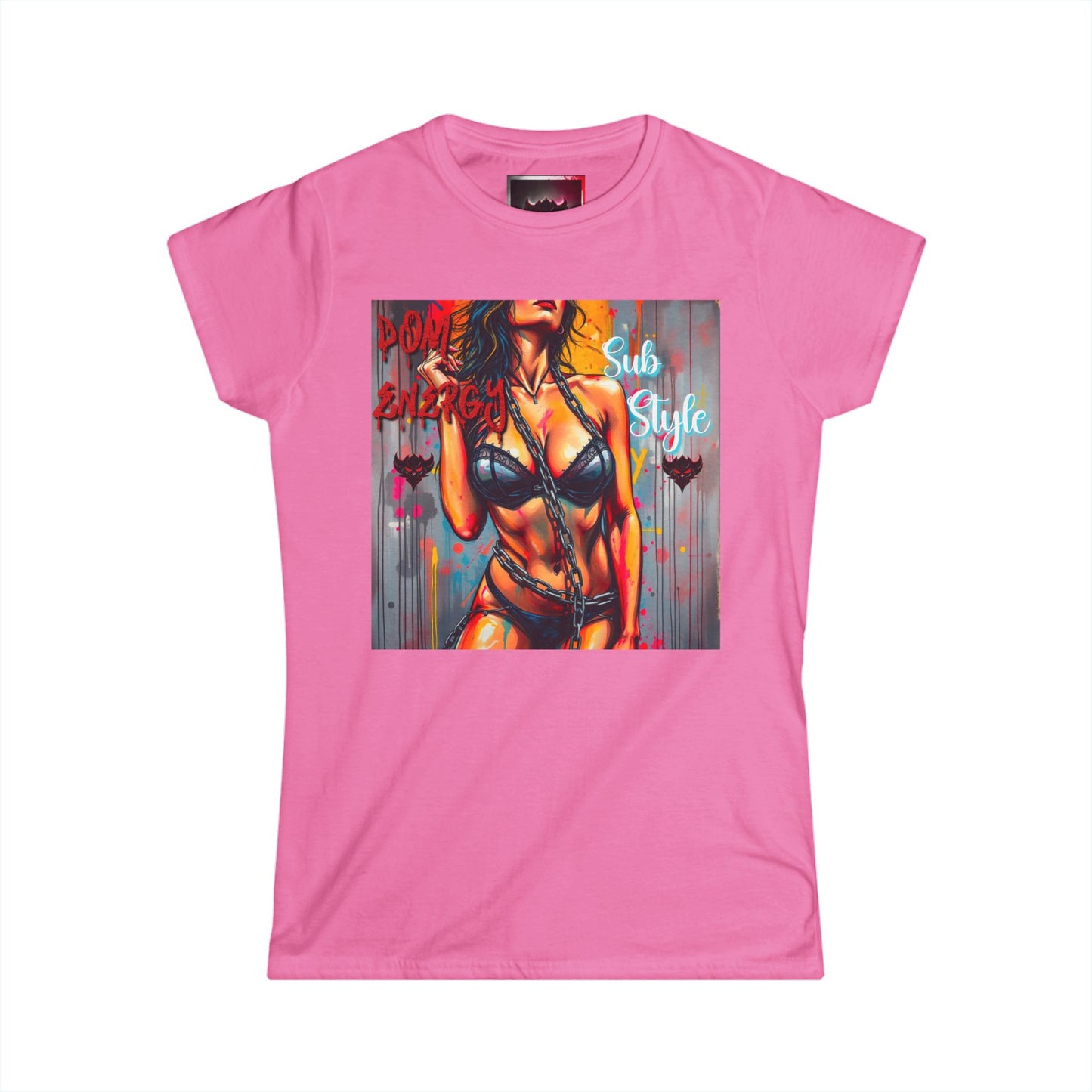 Women's Softstyle Tee - "Dom Energy, Sub Energy" Art Graphic Tee for Bold Expression