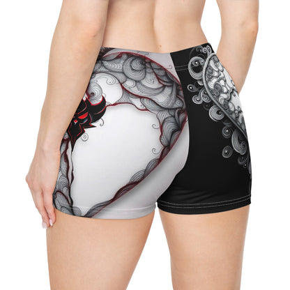 "Forever" Artistic Heart Print Women's Shorts - Stylish & Comfortable Summer Wear