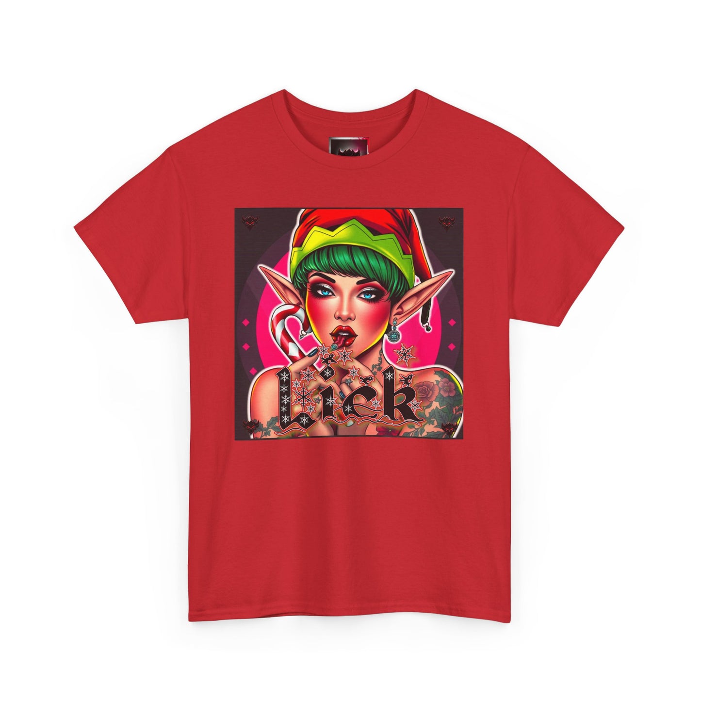 "Lick" Enchanting Elf Graphic T-Shirt - Unisex Heavy Cotton Shirt for Festive Vibes